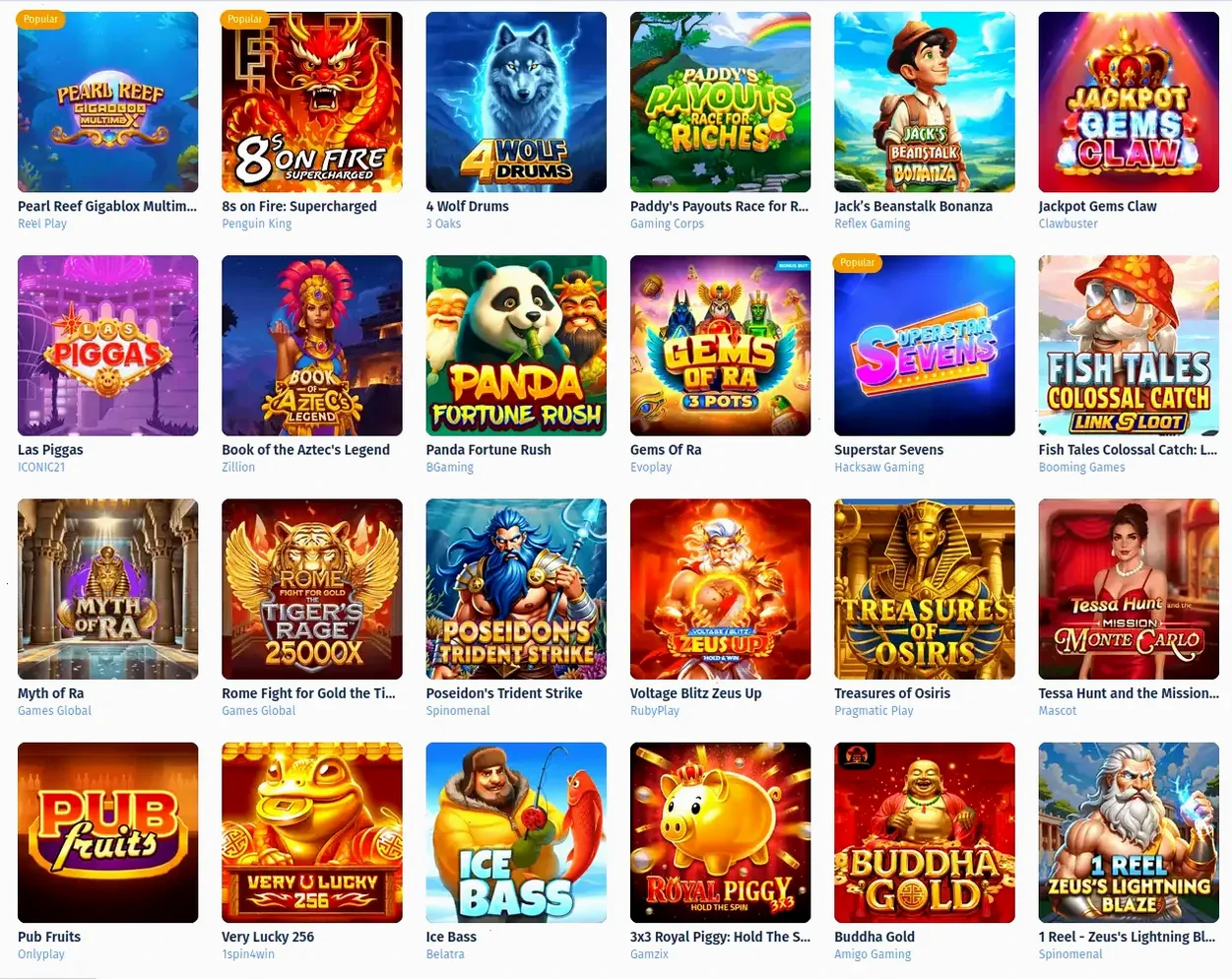 Sunnyplayer Schnellzugang Lobby mit Slots und Live Casino